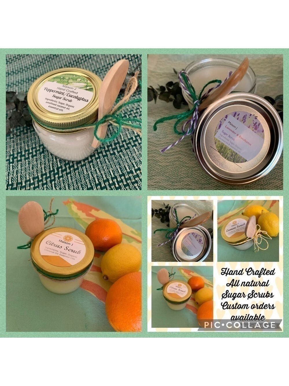 Hand Crafted Sugar Scrub Trio Natural Exfoliating Moisturizing